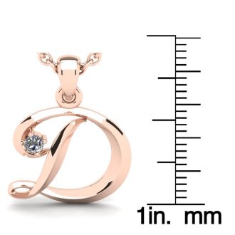 Letter D Diamond Initial Necklace In Rose Gold With Free Chain