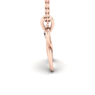 Letter H Diamond Initial Necklace In Rose Gold With Free Chain