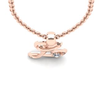 Letter L Diamond Initial Necklace In Rose Gold With Free Chain