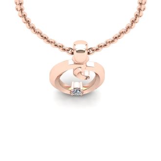 Letter O Diamond Initial Necklace In Rose Gold With Free Chain