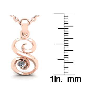 Letter S Diamond Initial Necklace In Rose Gold With Free Chain