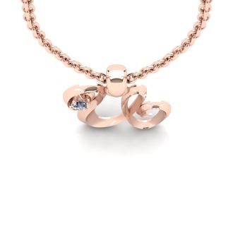 Letter U Diamond Initial Necklace In Rose Gold With Free Chain