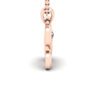 Letter X Diamond Initial Necklace In Rose Gold With Free Chain