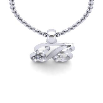 Letter B Diamond Initial Necklace In 14 Karat White Gold With Free Chain