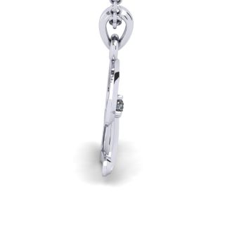 Letter D Diamond Initial Necklace In 14 Karat White Gold With Free Chain