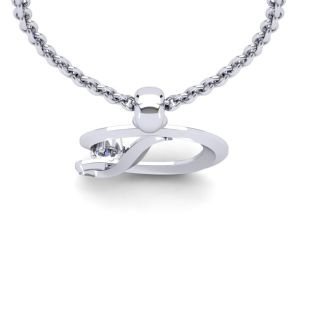 Letter D Diamond Initial Necklace In 14 Karat White Gold With Free Chain