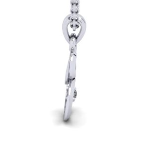 Letter E Diamond Initial Necklace In 14 Karat White Gold With Free Chain