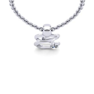 Letter E Diamond Initial Necklace In 14 Karat White Gold With Free Chain
