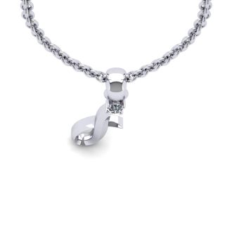 Letter I Diamond Initial Necklace In 14 Karat White Gold With Free Chain