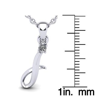 Letter I Diamond Initial Necklace In 14 Karat White Gold With Free Chain