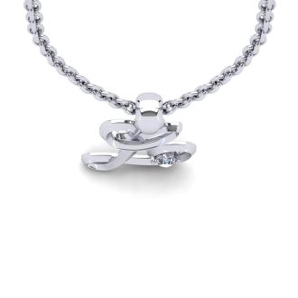 Letter L Diamond Initial Necklace In 14 Karat White Gold With Free Chain