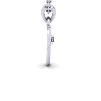 Letter V Diamond Initial Necklace In 14 Karat White Gold With Free Chain