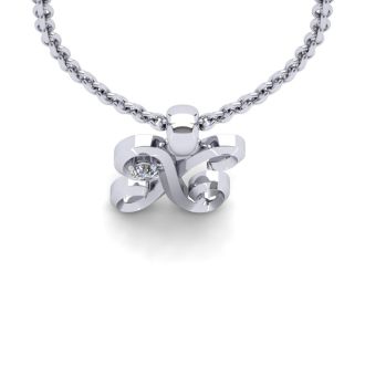 Letter X Diamond Initial Necklace In 14 Karat White Gold With Free Chain