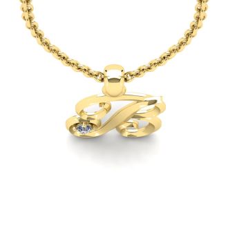 Letter B Diamond Initial Necklace In 14 Karat Yellow Gold With Free Chain