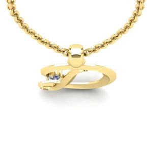 Letter D Diamond Initial Necklace In 14 Karat Yellow Gold With Free Chain