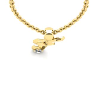 Letter F Diamond Initial Necklace In 14 Karat Yellow Gold With Free Chain