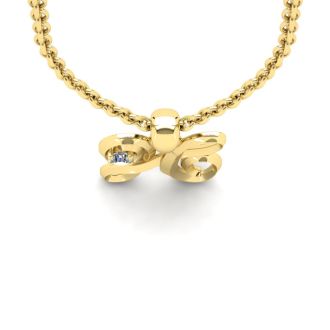Letter H Diamond Initial Necklace In 14 Karat Yellow Gold With Free Chain