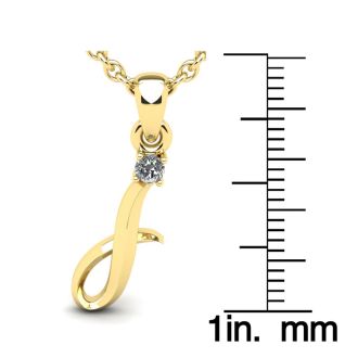 Letter I Diamond Initial Necklace In 14 Karat Yellow Gold With Free Chain
