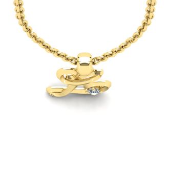 Letter L Diamond Initial Necklace In 14 Karat Yellow Gold With Free Chain