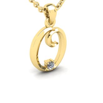 Letter O Diamond Initial Necklace In 14 Karat Yellow Gold With Free Chain