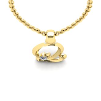 Letter Q Diamond Initial Necklace In 14 Karat Yellow Gold With Free Chain