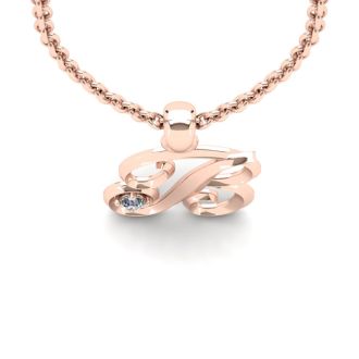 Letter B Diamond Initial Necklace In 14 Karat Rose Gold With Free Chain
