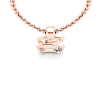 Letter E Diamond Initial Necklace In 14 Karat Rose Gold With Free Chain