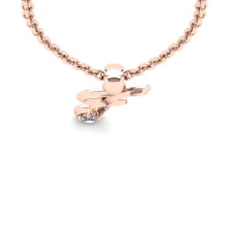 Letter F Diamond Initial Necklace In 14 Karat Rose Gold With Free Chain