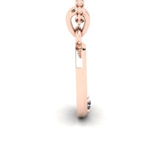 Letter O Diamond Initial Necklace In 14 Karat Rose Gold With Free Chain