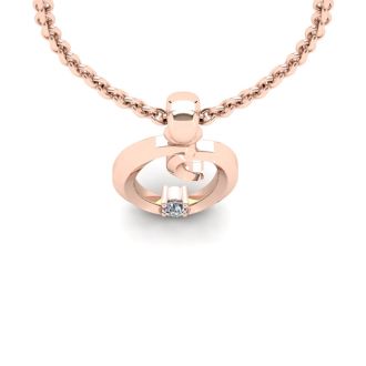 Letter O Diamond Initial Necklace In 14 Karat Rose Gold With Free Chain