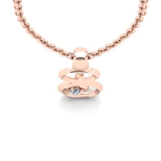 Letter S Diamond Initial Necklace In 14 Karat Rose Gold With Free Chain