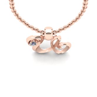 Letter U Diamond Initial Necklace In 14 Karat Rose Gold With Free Chain