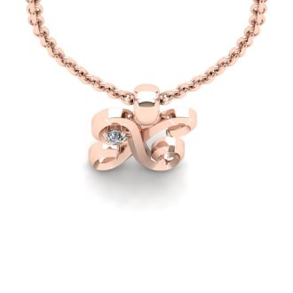 Letter X Diamond Initial Necklace In 14 Karat Rose Gold With Free Chain