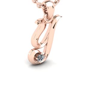 Letter Y Diamond Initial Necklace In 14 Karat Rose Gold With Free Chain