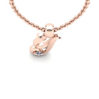 Letter Y Diamond Initial Necklace In 14 Karat Rose Gold With Free Chain