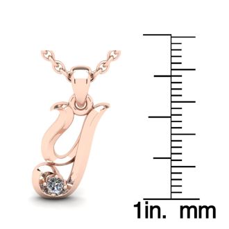 Letter Y Diamond Initial Necklace In 14 Karat Rose Gold With Free Chain