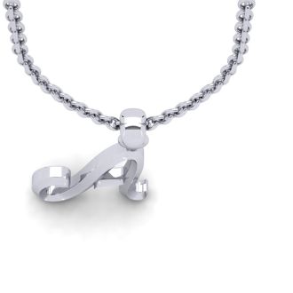 Letter A Swirly Initial Necklace In Sterling Silver With Free 18 Inch Cable Chain