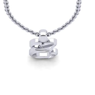 Letter E Swirly Initial Necklace In Sterling Silver With Free 18 Inch Cable Chain