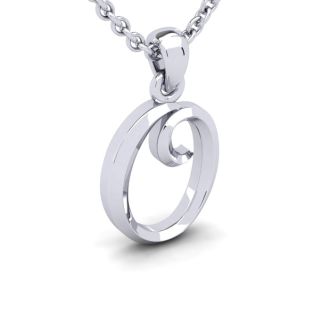 Letter O Swirly Initial Necklace In Sterling Silver With Free 18 Inch Cable Chain