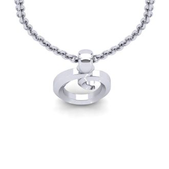 Letter O Swirly Initial Necklace In Heavy White Gold With Free 18 Inch Cable Chain