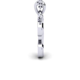 Letter T Swirly Initial Necklace In Heavy White Gold With Free 18 Inch Cable Chain