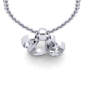 Letter U Swirly Initial Necklace In Heavy White Gold With Free 18 Inch Cable Chain