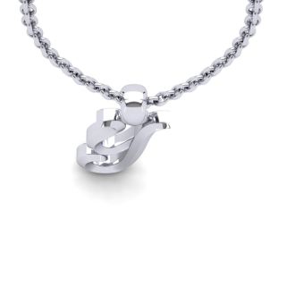 Letter Y Swirly Initial Necklace In Heavy White Gold With Free 18 Inch Cable Chain