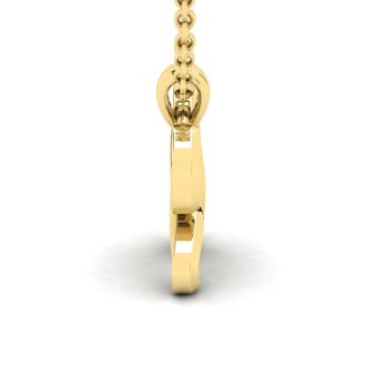 Letter H Swirly Initial Necklace In Heavy Yellow Gold With Free 18 Inch Cable Chain