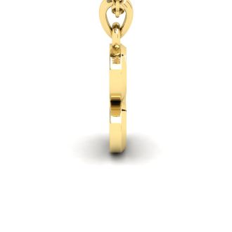 Letter S Swirly Initial Necklace In Heavy Yellow Gold With Free 18 Inch Cable Chain