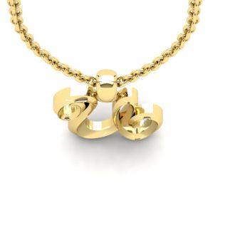 Letter U Swirly Initial Necklace In Heavy Yellow Gold With Free 18 Inch Cable Chain