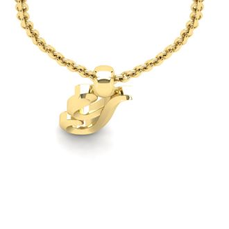 Letter Y Swirly Initial Necklace In Heavy Yellow Gold With Free 18 Inch Cable Chain