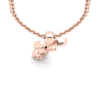 Letter F Swirly Initial Necklace In Heavy Rose Gold With Free 18 Inch Cable Chain