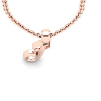 Letter J Swirly Initial Necklace In Heavy Rose Gold With Free 18 Inch Cable Chain