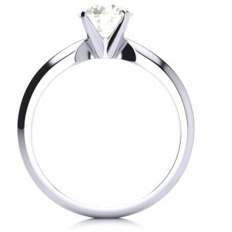 Round Engagement Rings, 1 Carat Round Shape Diamond Solitaire Ring Crafted In 14K White Gold